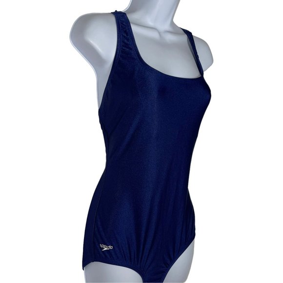 NWOT Speedo Xtra Life Lycra One Piece Swimsuit Womens 12 Navy Swimwear Lined - Picture 4 of 9